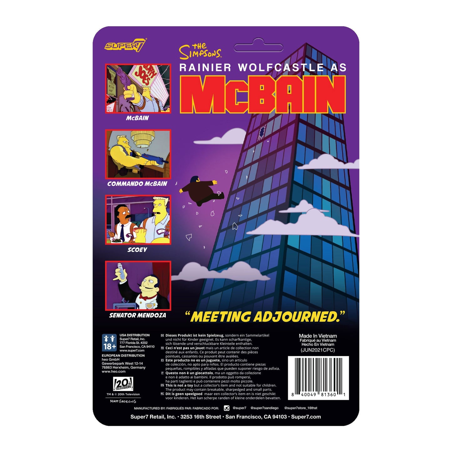The Simpsons ReAction Wave 1 McBain - Senator Mendoza