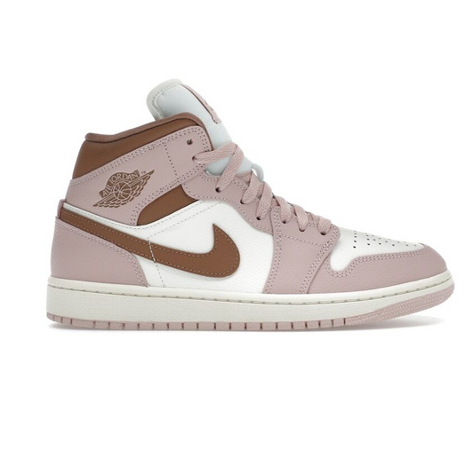 Nike Women's Air Jordan 1 Mid Shoes - Pink Oxford / Sail / Archaeo Brown