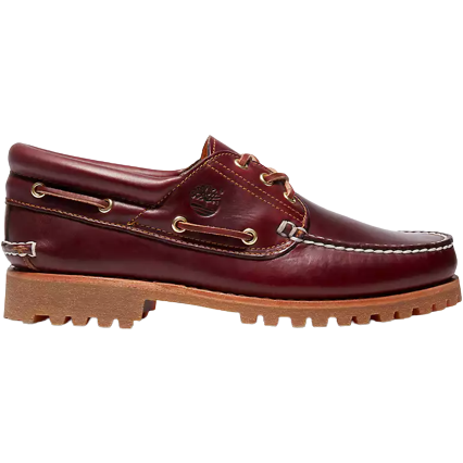 Timberland Men's 3-Eye Lug Handsewn Boat Shoes - Burgundy Full Grain