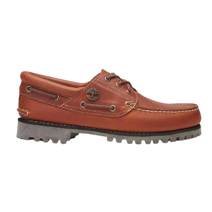 Timberland Men's Authentic 3-Eye Boat Shoe - Orange / Full Grain