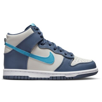 Nike Kids' Dunk High Shoes - Light Bone / Diffused Blue / White / Blue Lightning