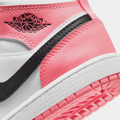 Nike Kids' Jordan 1 Mid Pink Gaze Shoes - Pink Gaze / Pearl Pink / White