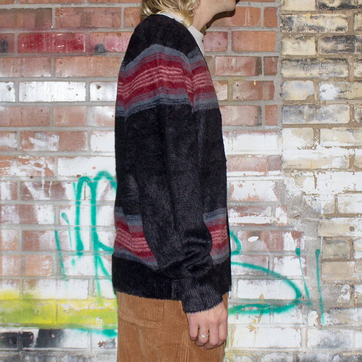Stripe Shaggy Cardigan