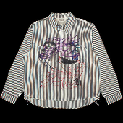 Angel Striped Half-Zip Work Shirt