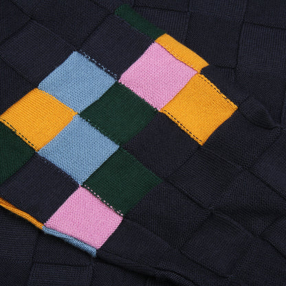 Checked Panel Knitted Crewneck