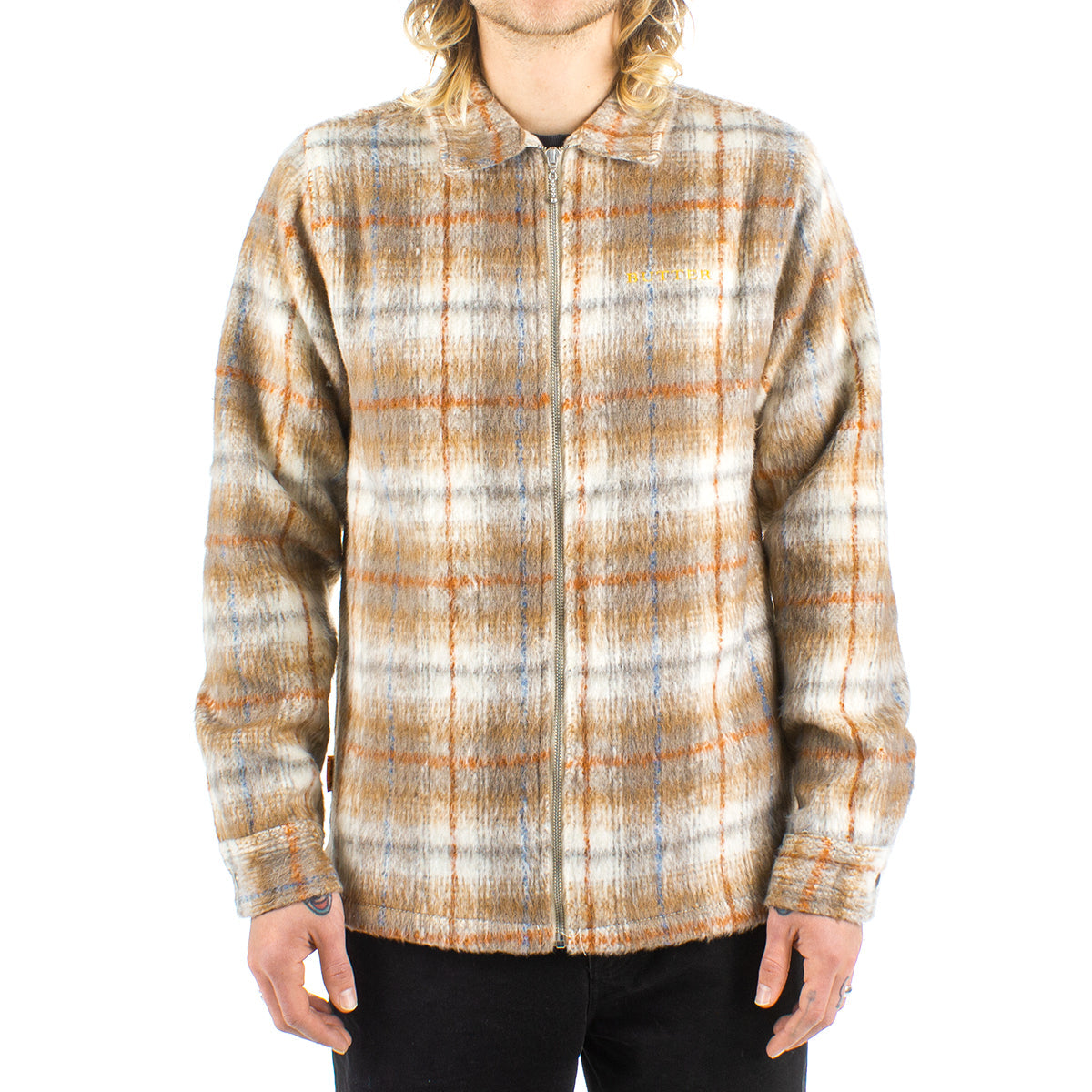Plaid Flannel Zip Thru Shirt