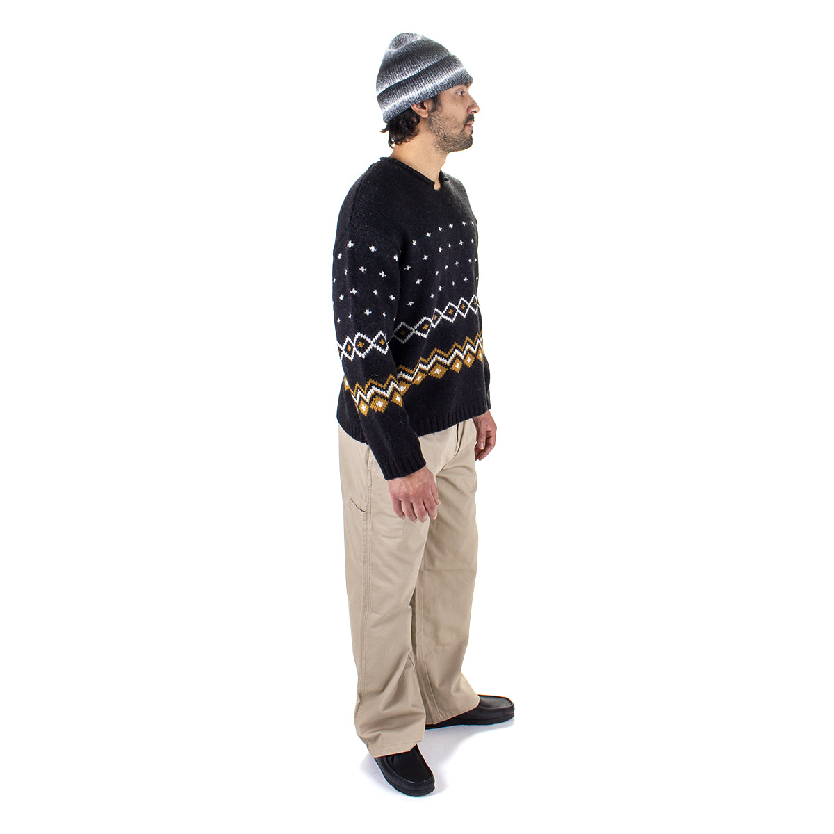 Roll V-Neck Fairisle Sweater