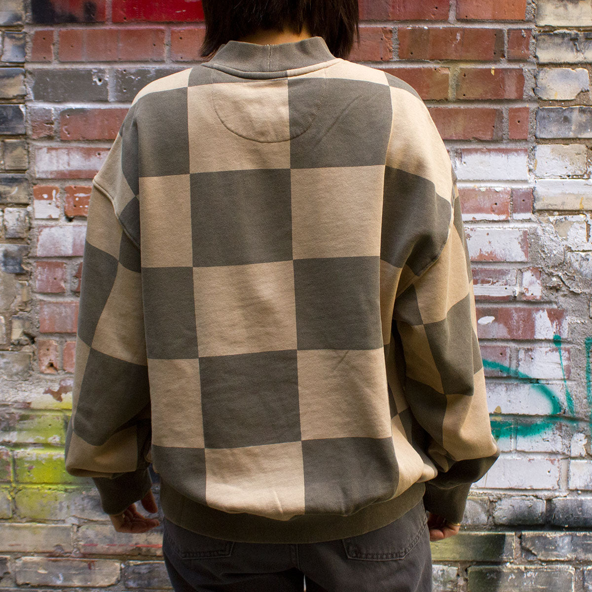Women's Blur Checker Fleece Mock Neck