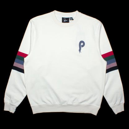 Bird Face Font Sleeve Stripes Sweatshirt