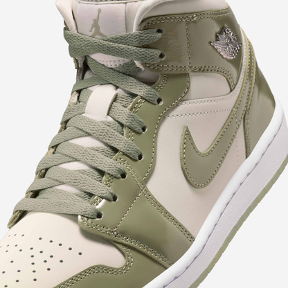 Nike Women's Air Jordan 1 Mid Se Shoes - Sea Glass / Oil Green / Metallic Silver