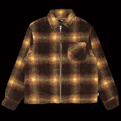 Shadow Plaid Sherpa Zip Shirt