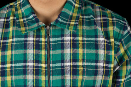 Classic Zip Up Plaid L/S Shirt