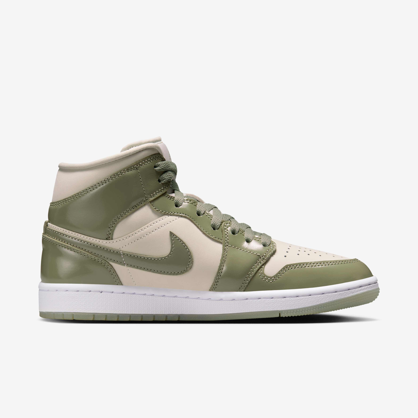 Nike Women's Air Jordan 1 Mid Se Shoes - Sea Glass / Oil Green / Metallic Silver