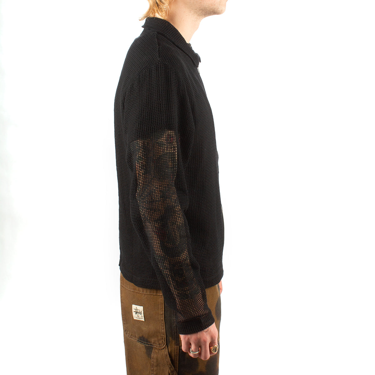 Cotton Mesh Zip L/S Shirt