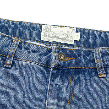 Pleated Denim Shorts