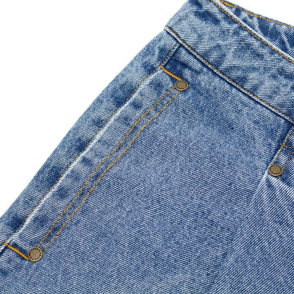 Pleated Denim Shorts