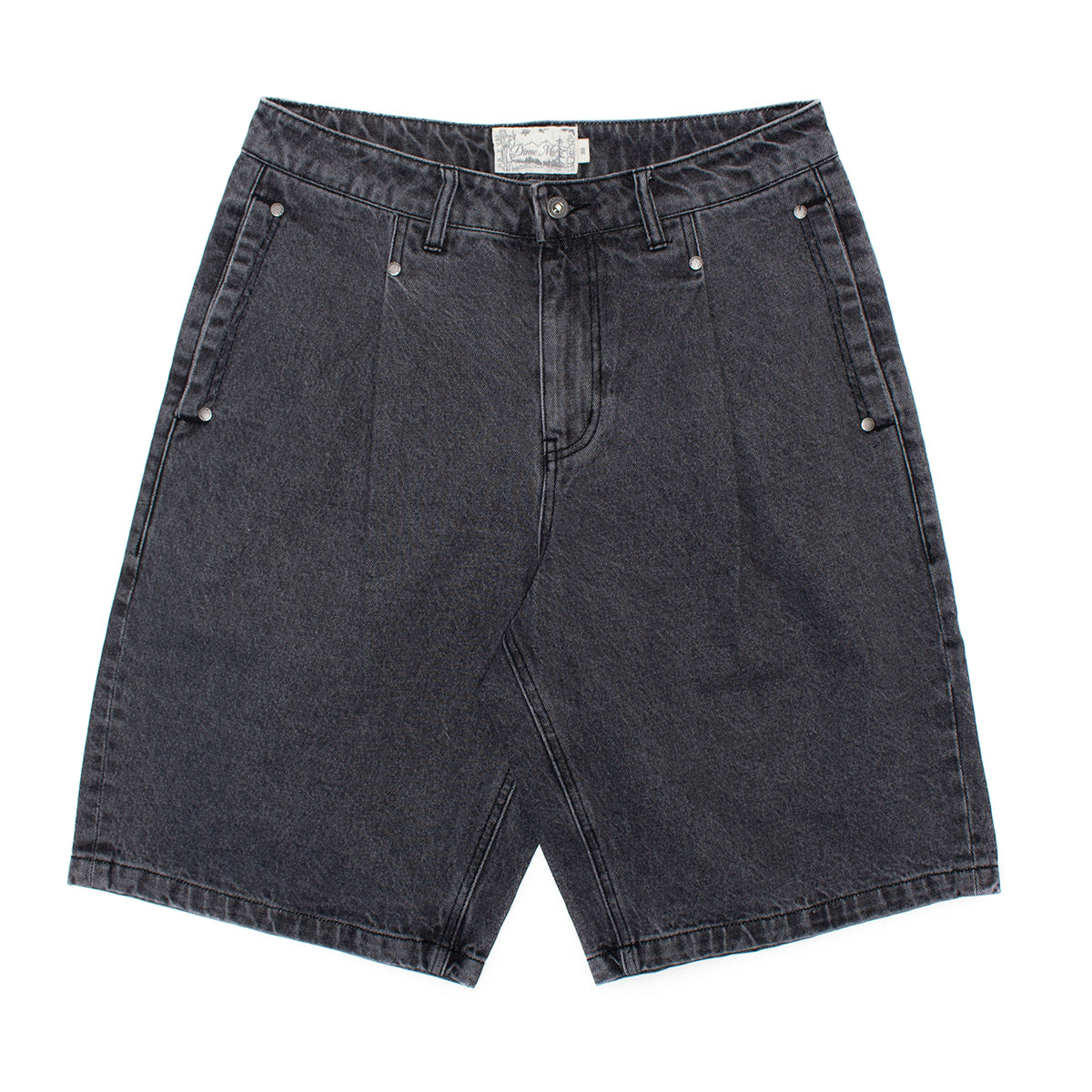 Pleated Denim Shorts