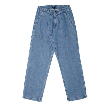 Denim Pleated Fatigue Pants