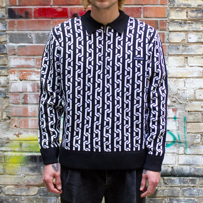 Chain Collared Half Zip Sweater