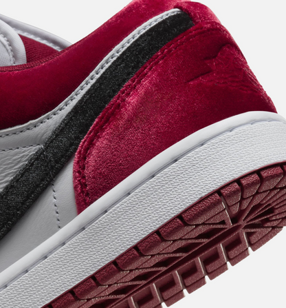 Nike Women's Jordan 1 Low Se Velvet Black Toe Shoes - Black / White / Team Red / Black