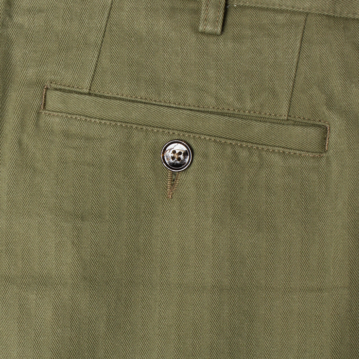 Classic Double-Pleat Herringbone Pants