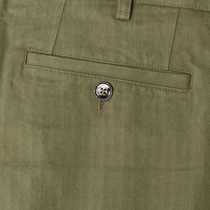 Classic Double-Pleat Herringbone Pants