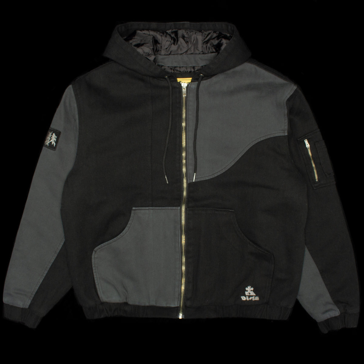 Panel Denim Hooded Bomber