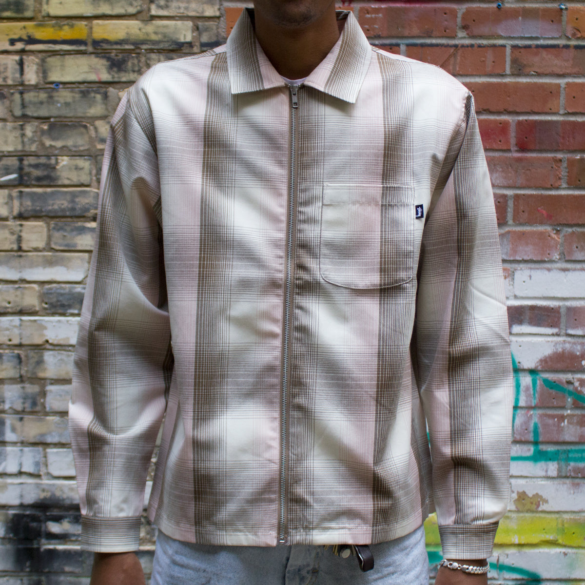 Shadow Plaid Zip Shirt