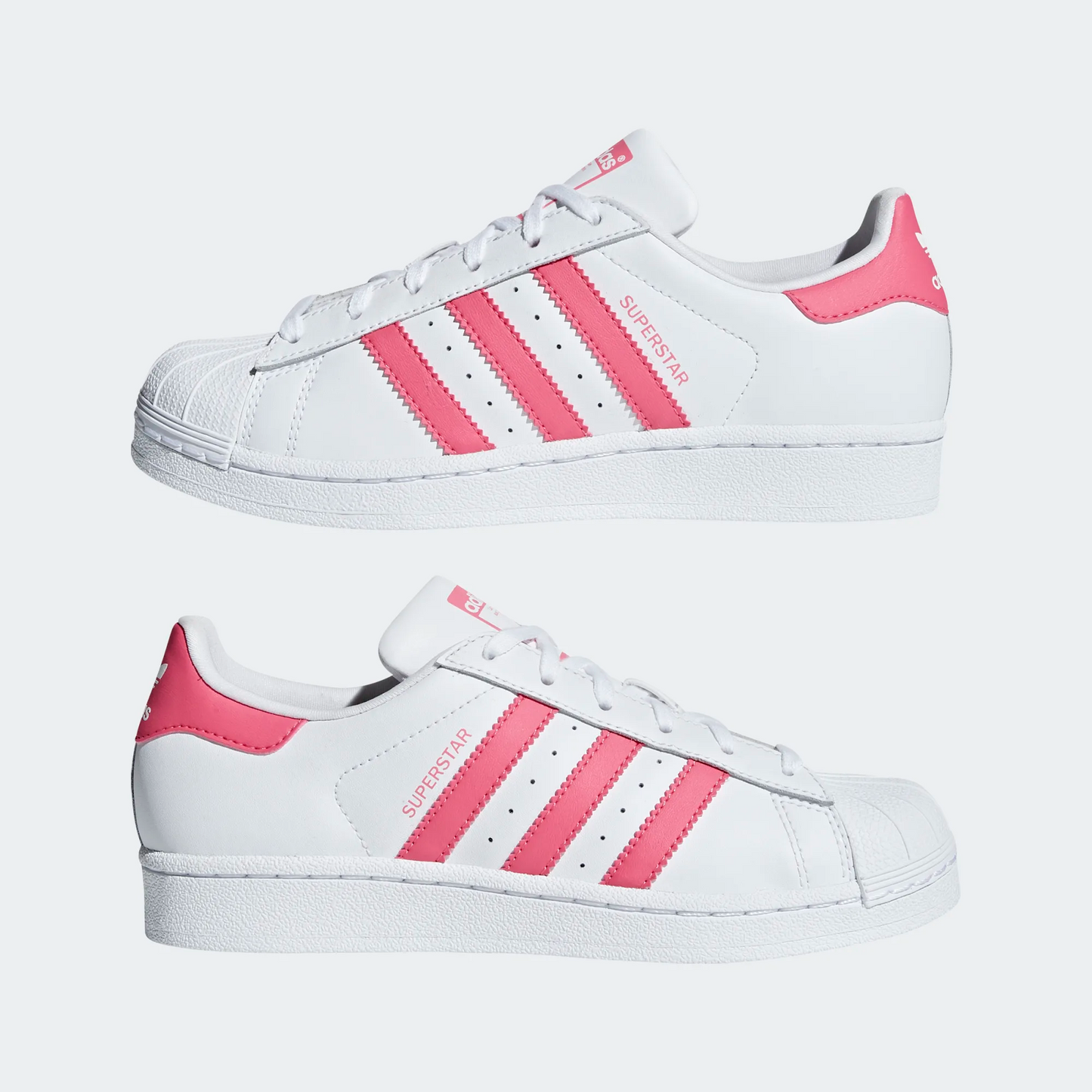 Adidas Kids' Superstar Shoes - Cloud White / Real Pink