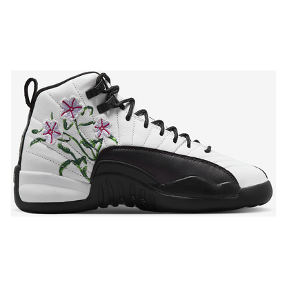 Nike Kids' Air Jordan 12 Retro GS Shoes - White / Black / Vivid Green / Lavender Mist
