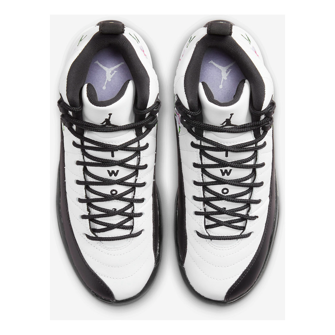 Nike Kids' Air Jordan 12 Retro GS Shoes - White / Black / Vivid Green / Lavender Mist