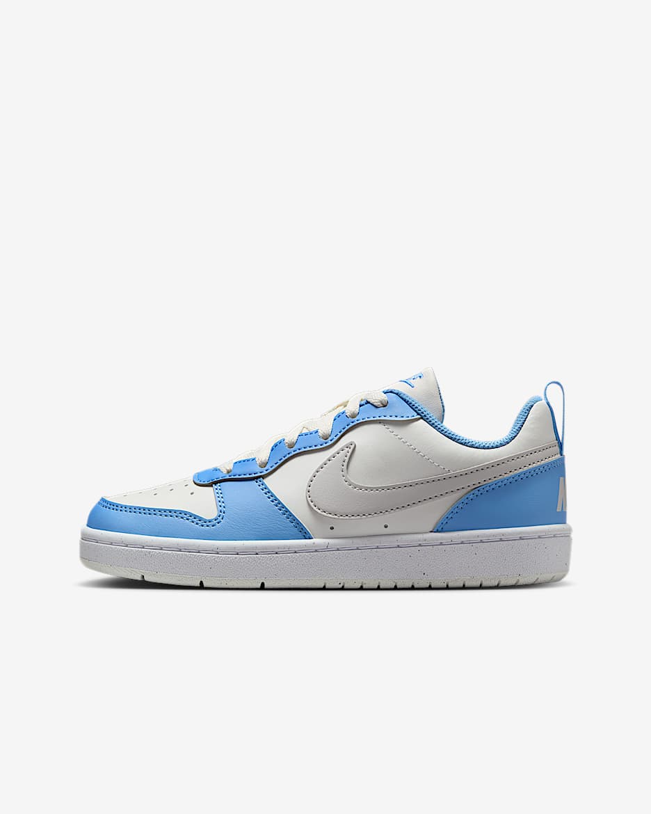 Nike Kids' Court Borough Low Recraft Shoes - Summit White / Cobalt Pulse / White / Vast Grey