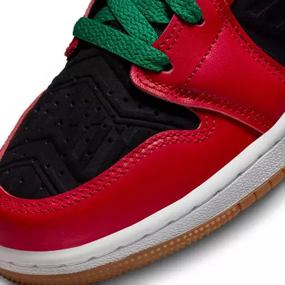 Nike Kids' Air Jordan 1 Mid SE Shoes - Fire Red / Black / Malachite Green / White