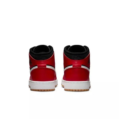Nike Kids' Air Jordan 1 Mid SE Shoes - Fire Red / Black / Malachite Green / White