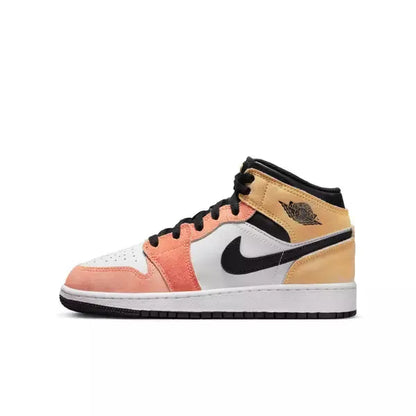 Nike Kids' Air Jordan 1 Mid SE Shoes - Magic Ember / White / Black / Sundial