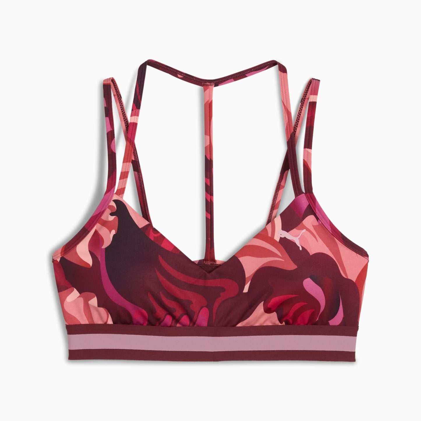 Puma Women's Floral Ribbon Strappy Bra - Ruby