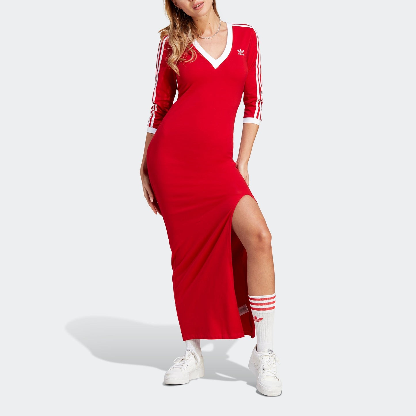 Adidas Women's Adicolor Classics 3-Stripes Maxi Dress - Better Scarlet