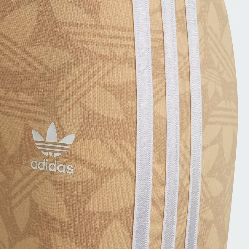 Adidas Kids' Printed Lycra Leggings - Hazy Beige / Beige Tone / White