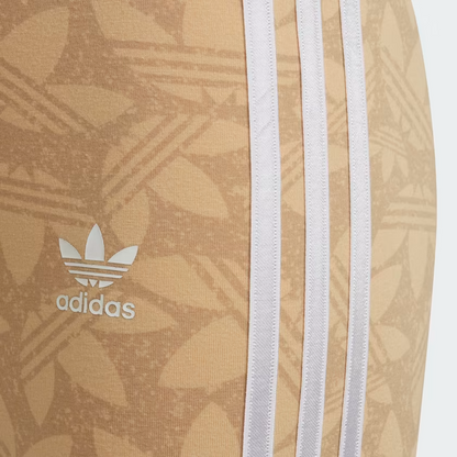 Adidas Kids' Printed Lycra Leggings - Hazy Beige / Beige Tone / White