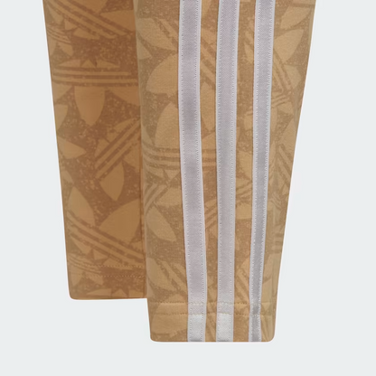 Adidas Kids' Printed Lycra Leggings - Hazy Beige / Beige Tone / White