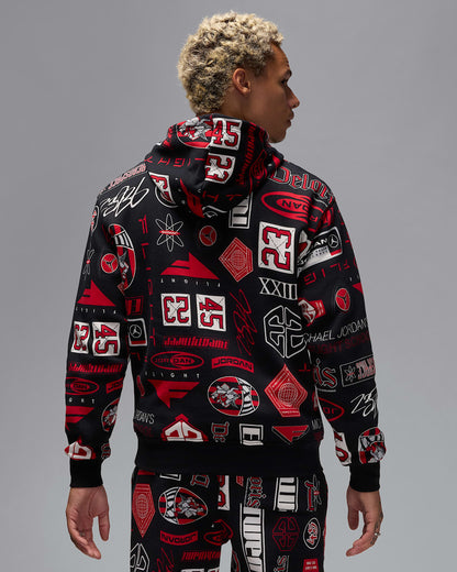Nike Men's Jordan Essentials Fleece Pullover Hoodie Apparel - Black / Varsity Red