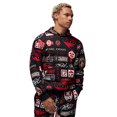 Nike Men's Jordan Essentials Fleece Pullover Hoodie Apparel - Black / Varsity Red