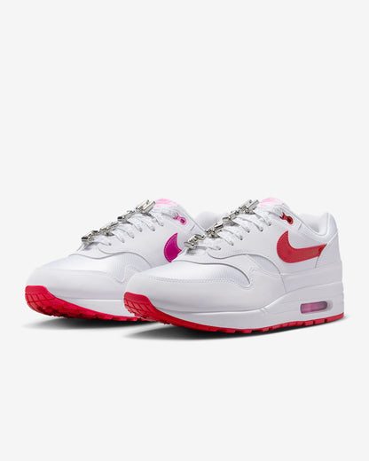 Nike Men's Air Max 1 Premium Shoes - White / Playful Pink / University Red
