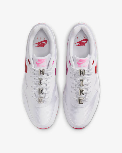 Nike Men's Air Max 1 Premium Shoes - White / Playful Pink / University Red