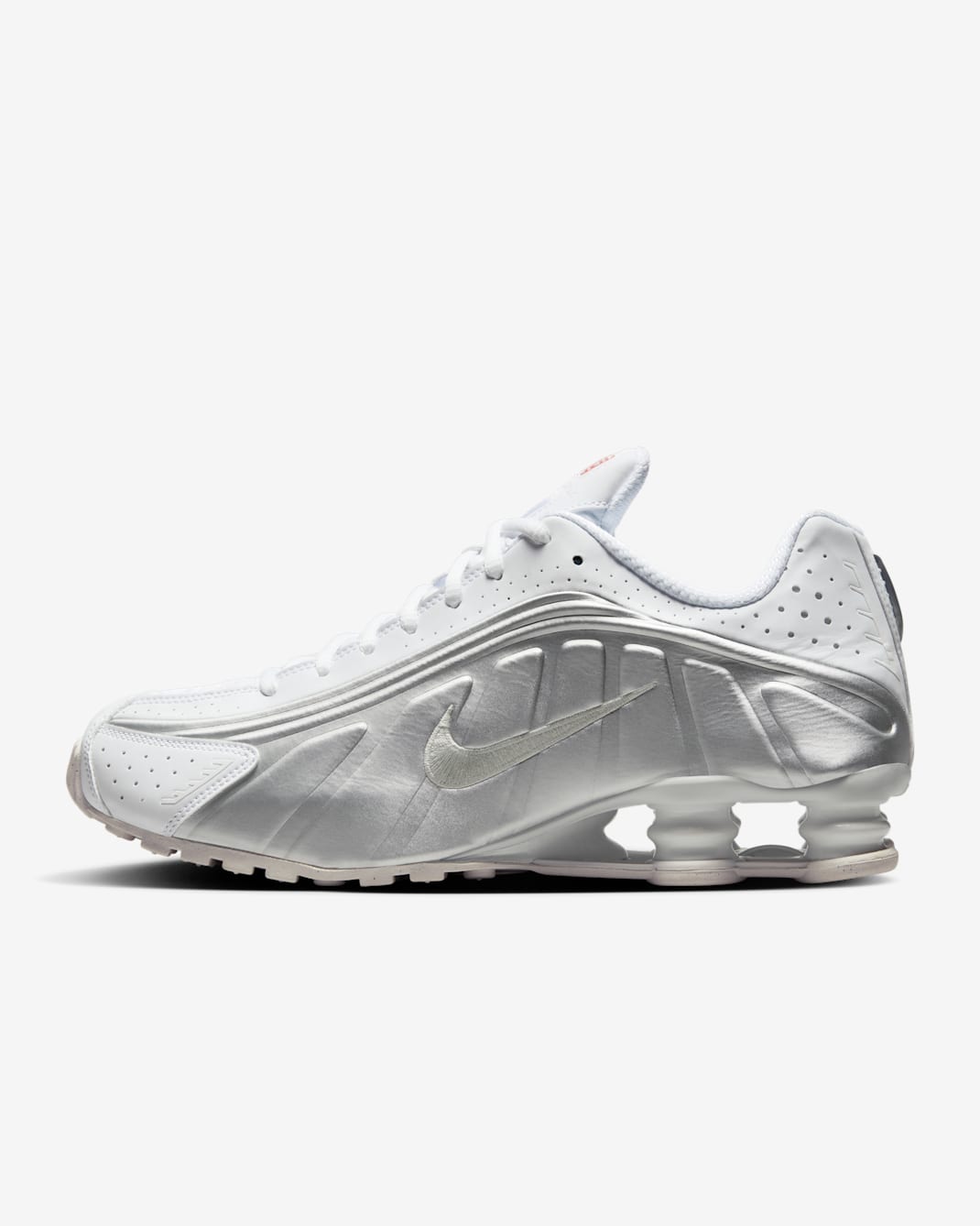 Nike Men's Nike Shox R4 Shoes - White / Bright Crimson / Metallic Silver