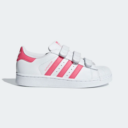 Adidas Kids' Superstar Shoes - Cloud White / Real Pink