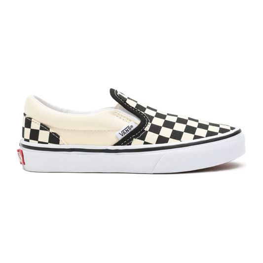 Vans Kids' Checkerboard Classis Slip On Shoes - Black / White