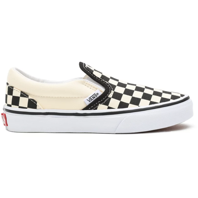 Vans Kids' Checkerboard Classis Slip On Shoes - Black / White