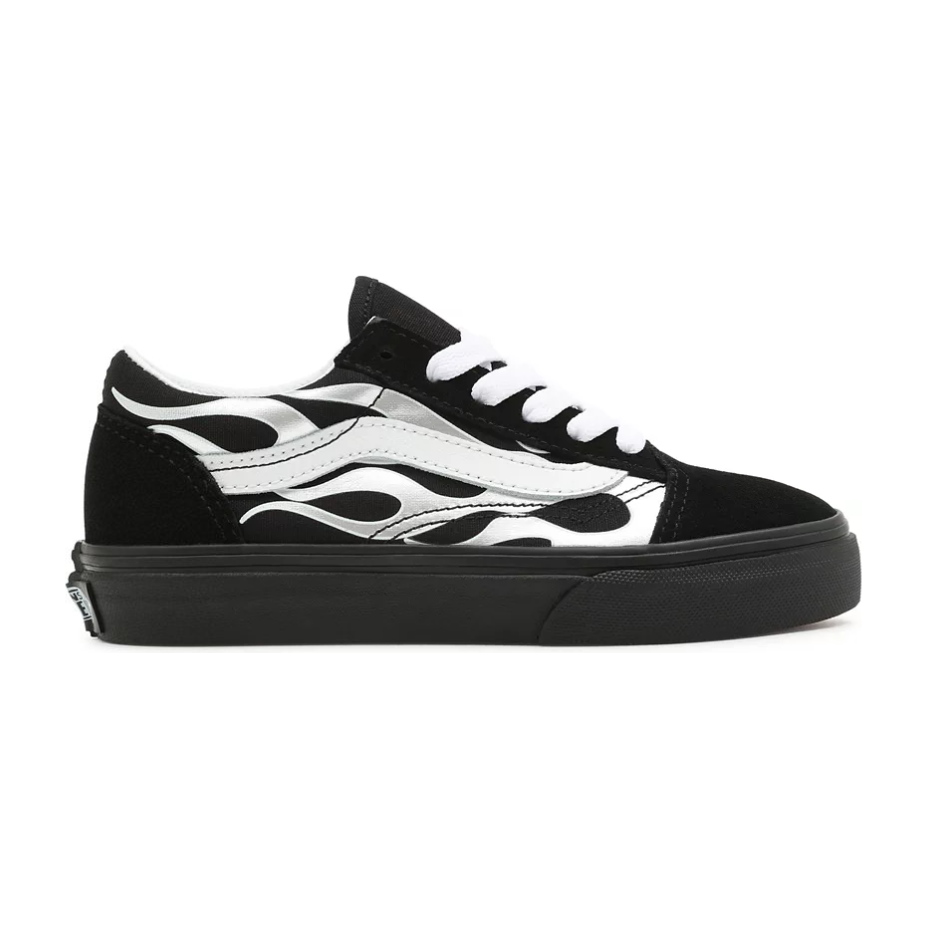 Vans Kids' Metallic Flame Old Skool Shoes - Black / Silver
