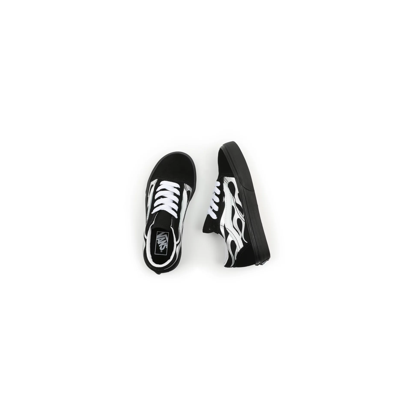 Vans Kids' Metallic Flame Old Skool Shoes - Black / Silver